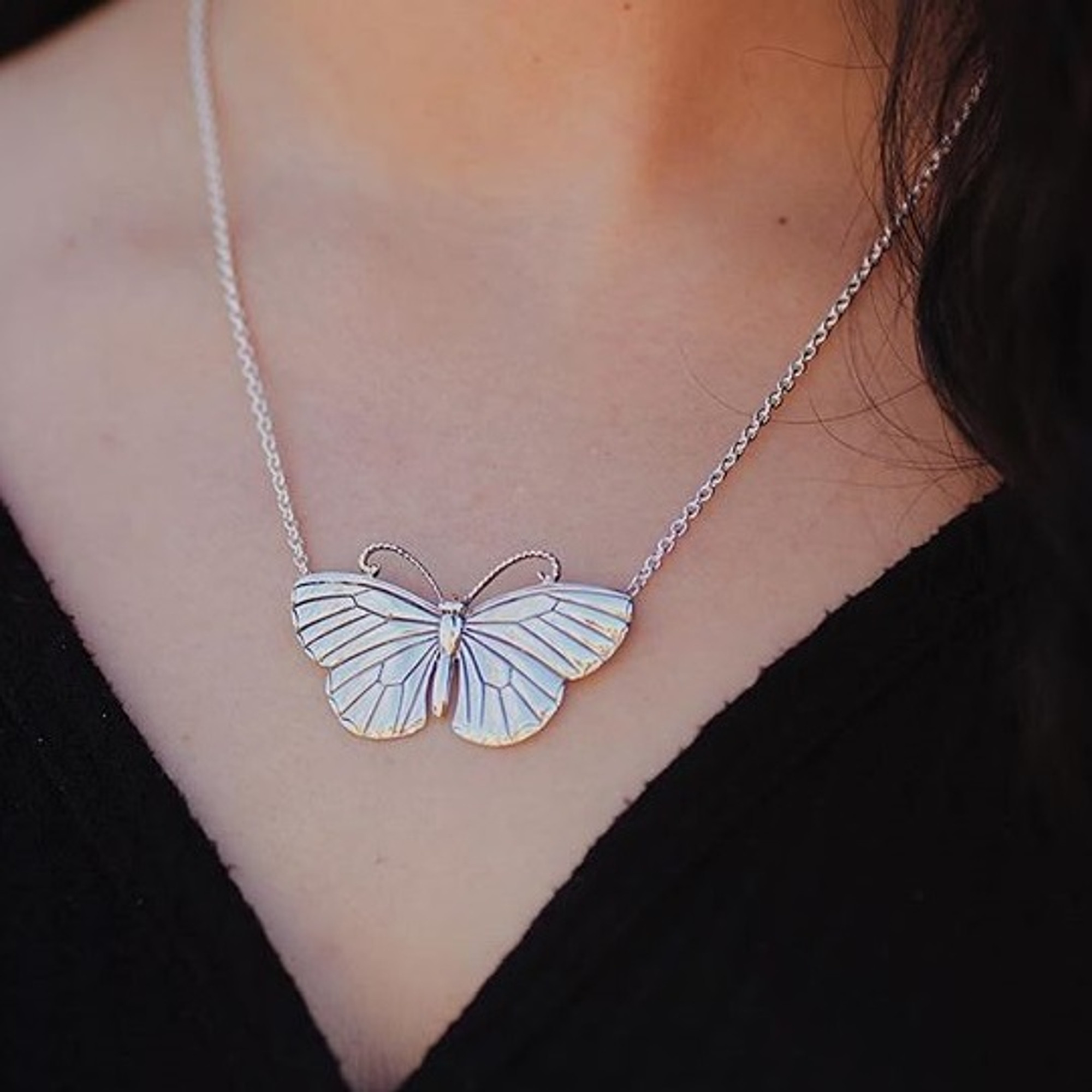 MEIDERBO Sterling Silver Butterfly Necklace Artificial Opal India | Ubuy
